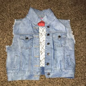 jean vest with lace back